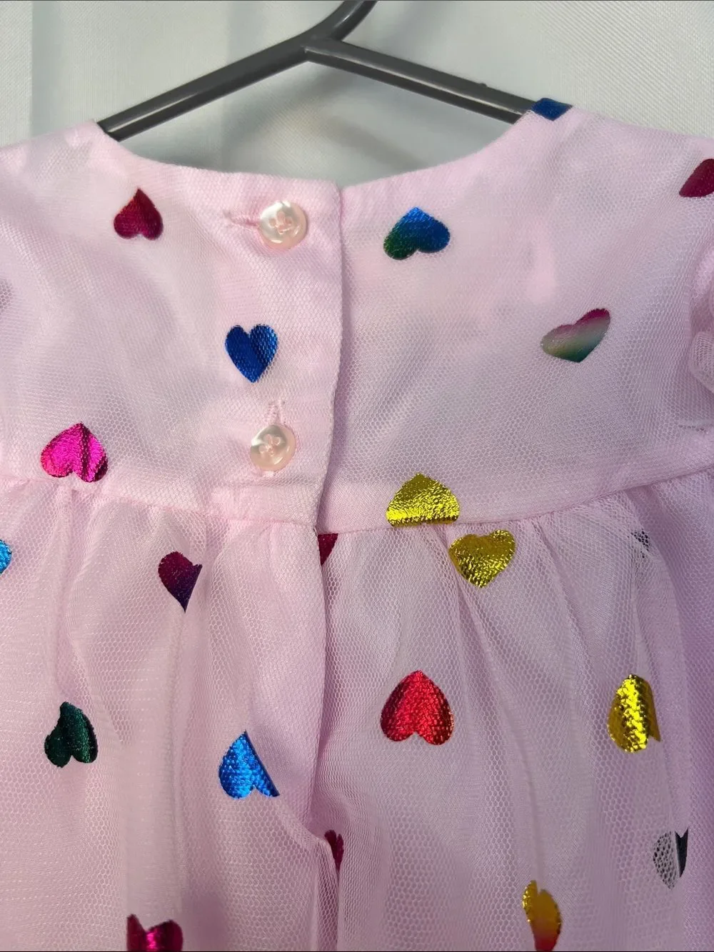 Mia & Mimi pink Tulle party dress with heart accents size 12 months like new!